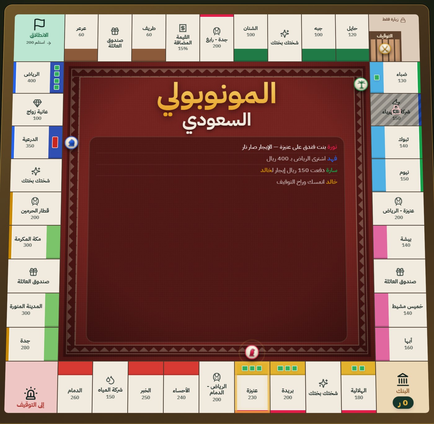 بورد المونوبولي السعودي بمدن المملكة